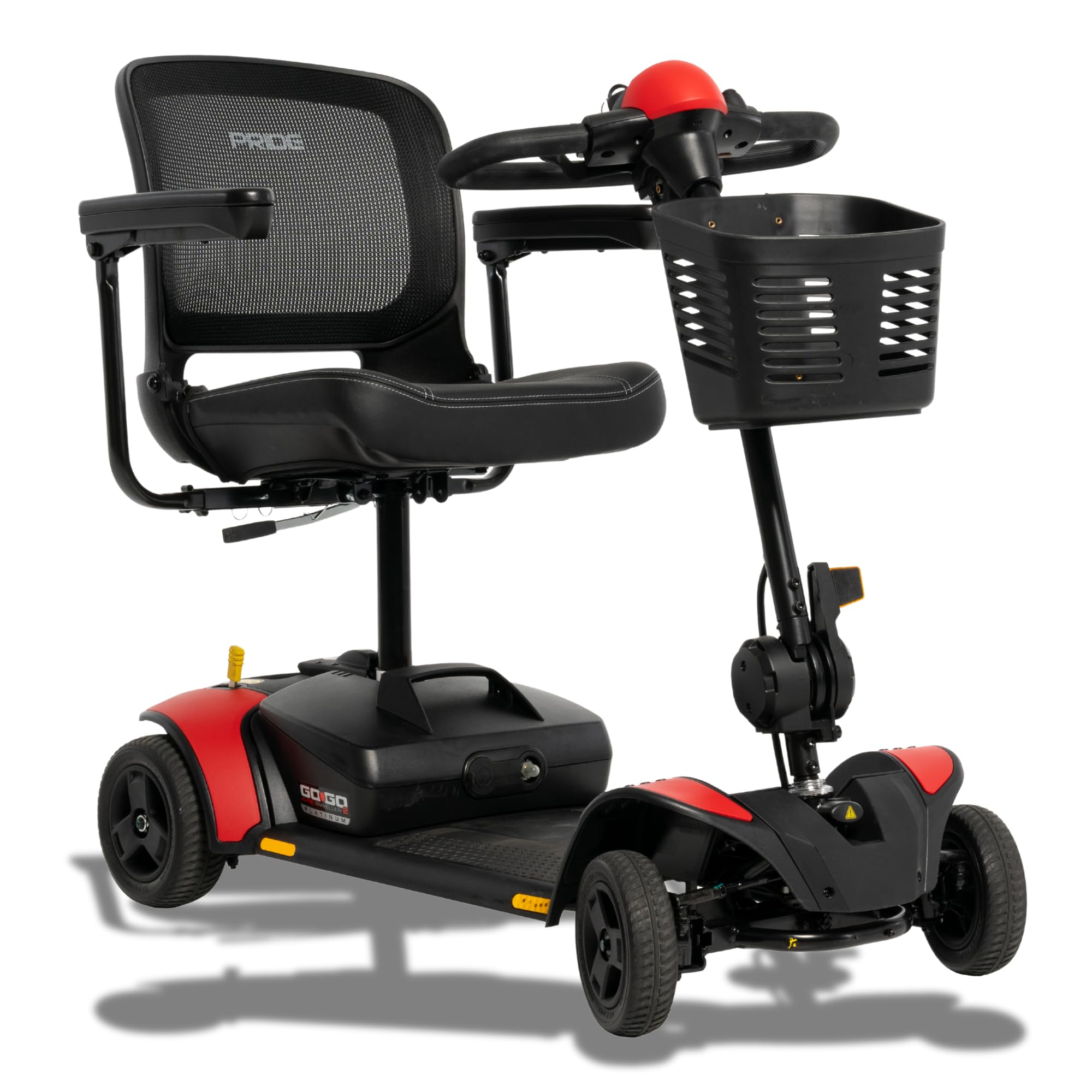 Pride Mobility Go Go Elite Traveller 2 Platinum Mobility Scooter – 300 lb Capacity, 17"x17" Seat, EZ Turn Technology, USA Made, in-Home Service, Manufacturer Warranty, 18AH Battery, Red