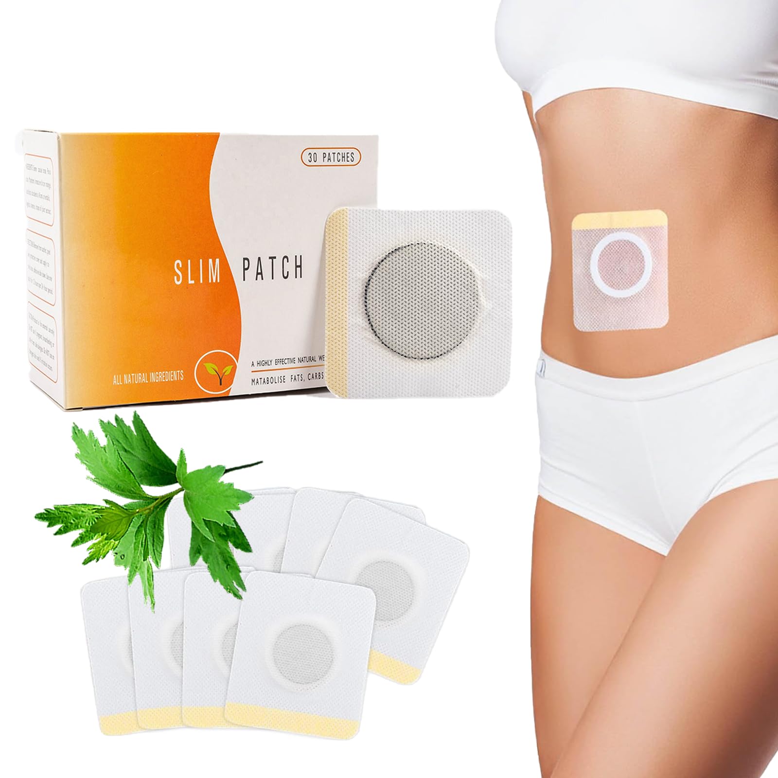 30PCS Schlankheits-Patches,Nabel-Slim Patch für Bauchumfang reduzieren,Detox & Figurformung für Damen & Herren