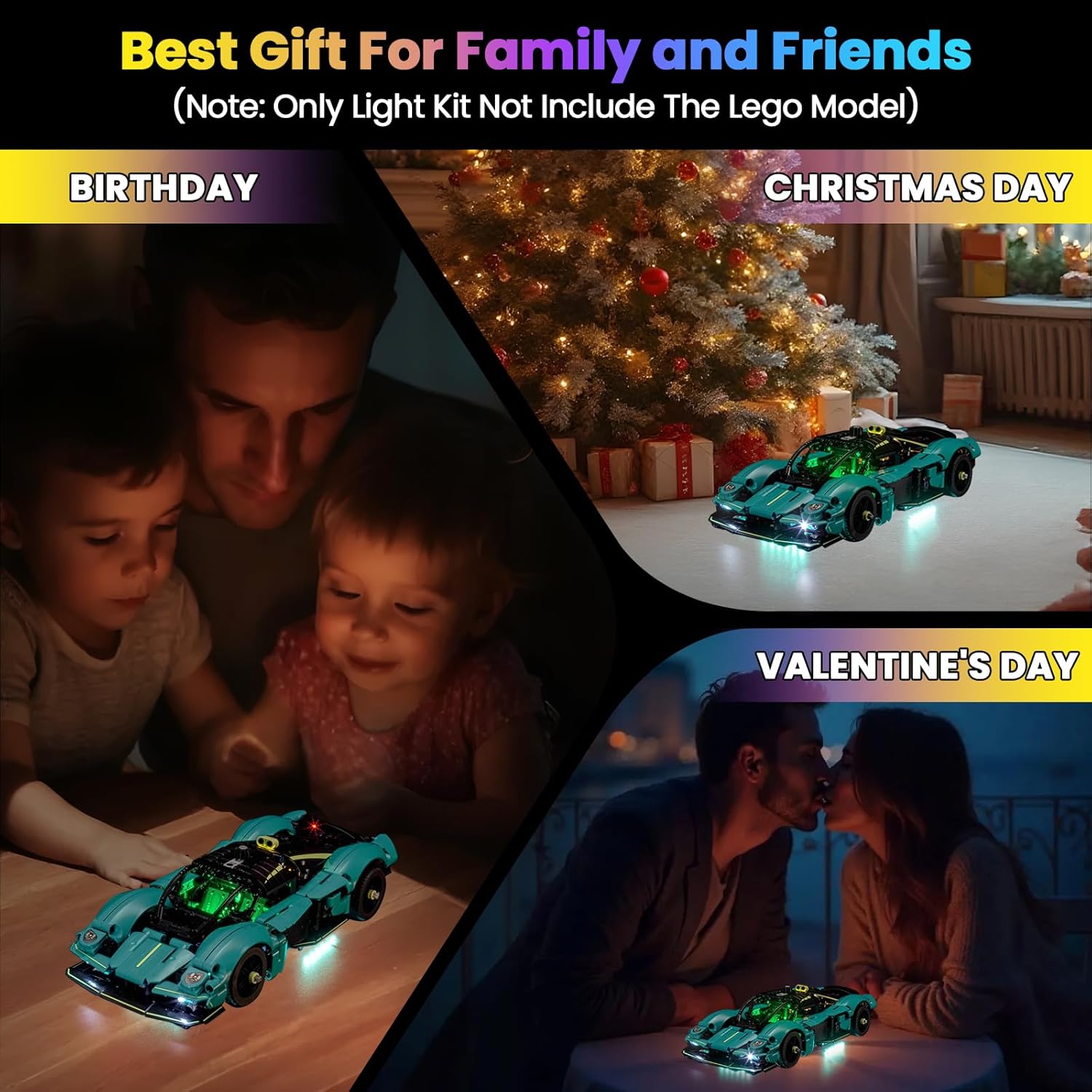Upgraded Led Light Kit Compatible with Lego Aston Martin Valkyrie Building Set, Lights Decoration Compatible with Lego 42208 (Model Not Included)