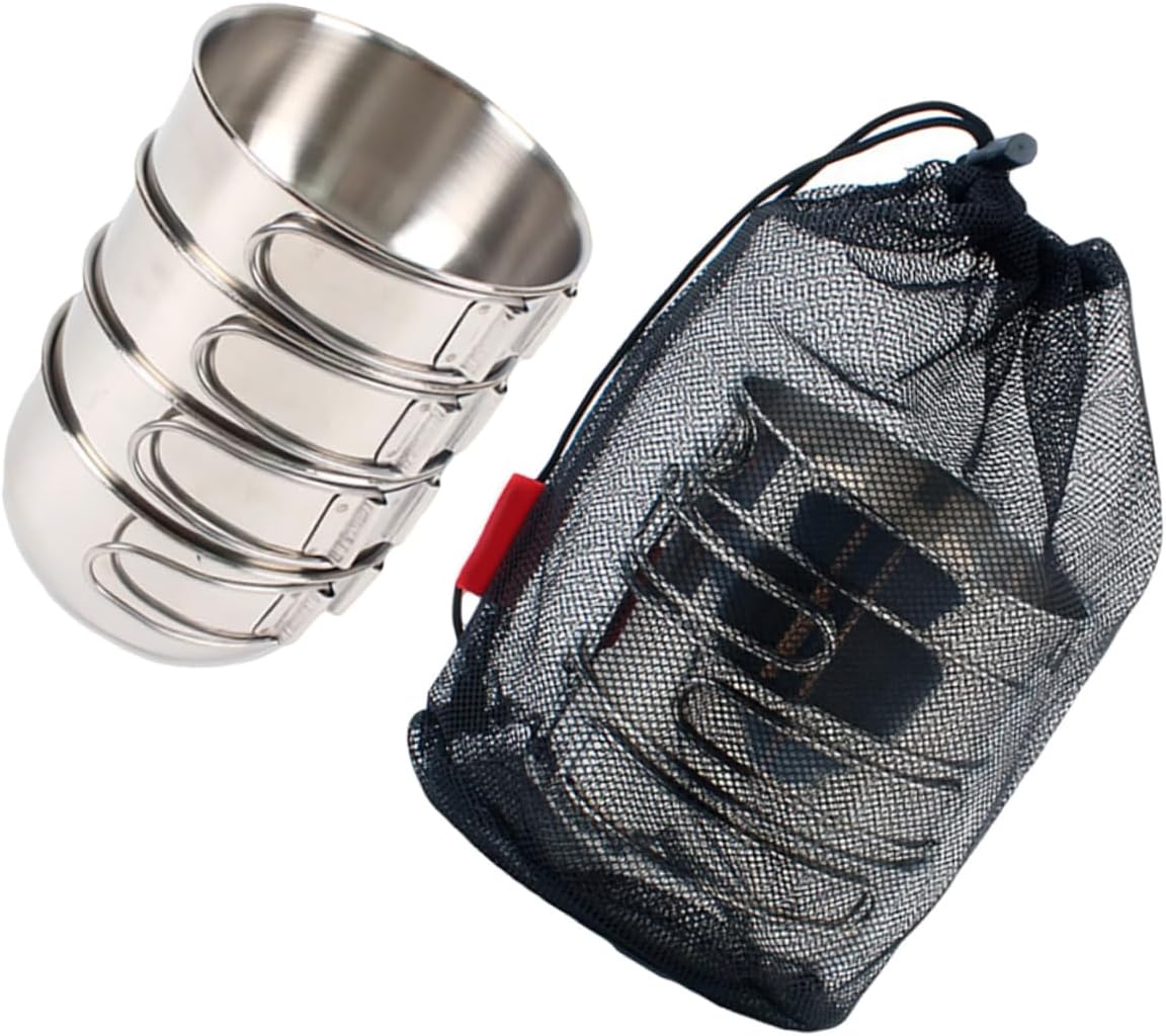 1Set Portable Stainless Steel Folding Bowls for Outdoor Camping Hiking and Travel Durable Tableware with Storage Bag Easy to Clean Capacity