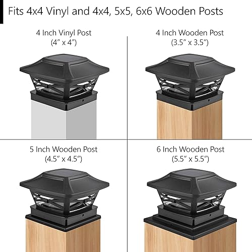 Miniatura 3 de Davinci Lighting Renaissance - Luces solares para tapa de poste (paquete de 4) y prémium (1 unidad), color negro pizarra