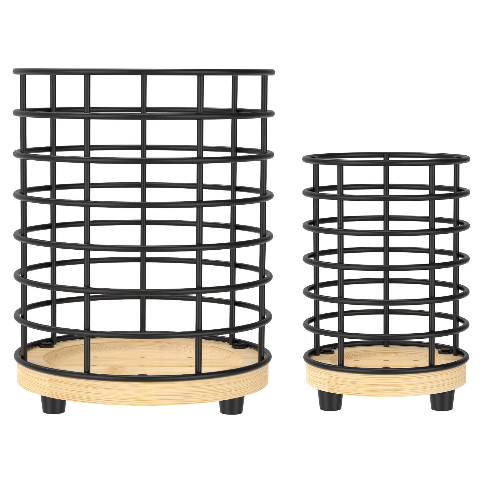 bigjvbfv 2Pcs Hollow out Iron Utensil Caddy for Counter Open Top Versatile Cooking Utensil Organizer With Base for Spatula Spoon Chopstick