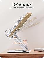 Vista 3 de Soporte para libros para lectura, soporte ajustable de 360°, soporte plegable para libros, soporte para libros de cocina, soporte para libros