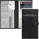 Auto Insurance and Registration Card Holder - Vehicle Glove Box Document Organizer - Car Essential Paperwork Holder for DMV, AAA, Contact Information Cards - Premium PU Leather Wallet Case - Black