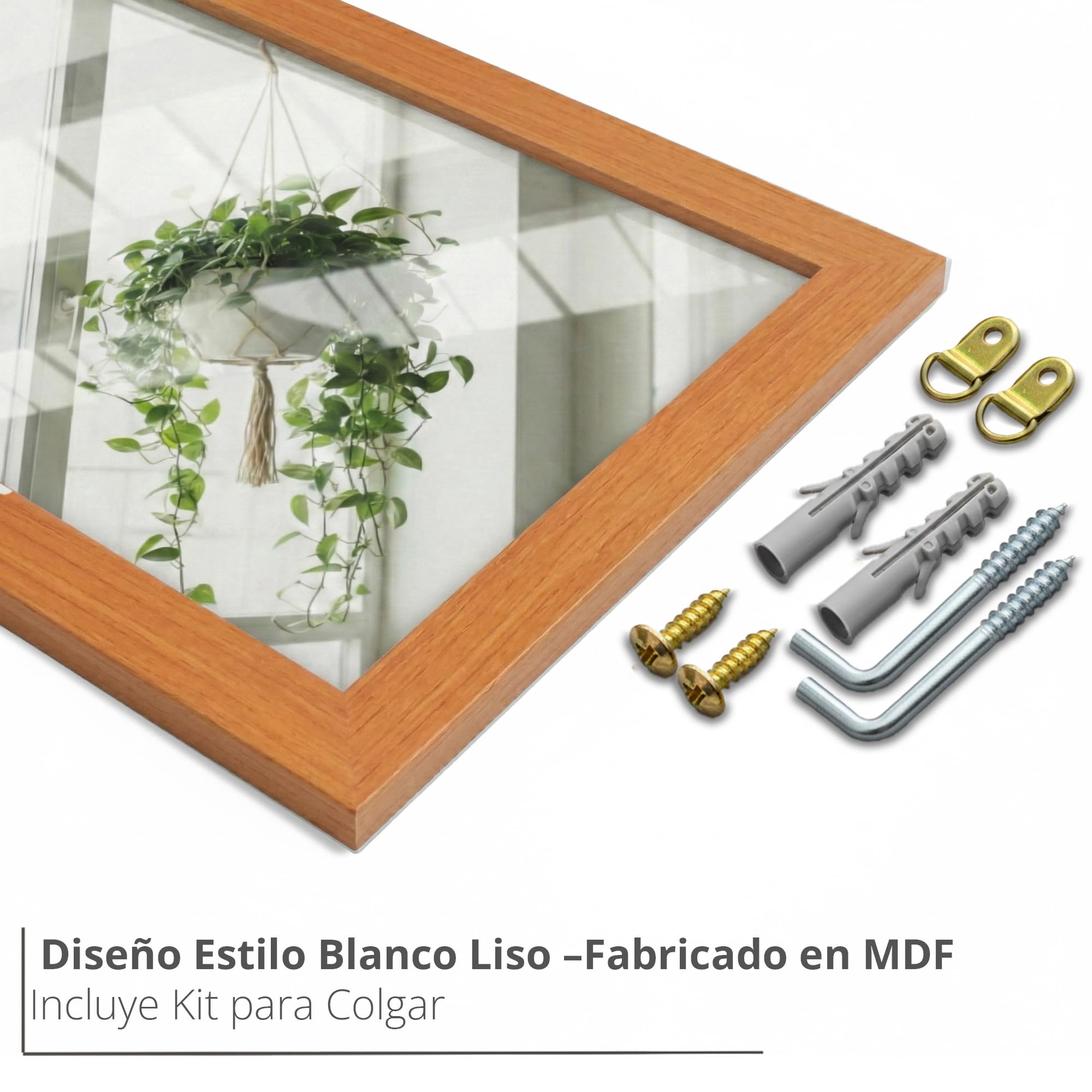 CHELY INTERMARKET MOD128 Espejo Pared Vertical Decorativo Grande Estilo Moderno Marco Madera Cuerpo Entero Elegante 35x140 cm Cerezo Ideal Recibidor Dormitorio Baño Incluye Kit Montaje