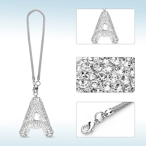 Miniatura 5 de Adorno para espejo retrovisor de automóvil con dije de cristal de la suerte, accesorios de automóvil brillantes para mujer, dije de diamantes de