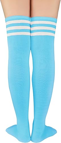 Miniatura 3 de Zando Womens Stripes Thin Tube Socks Thigh High Tights Over Knee Socks Casual Knee High Stockings Striped Thigh Highs