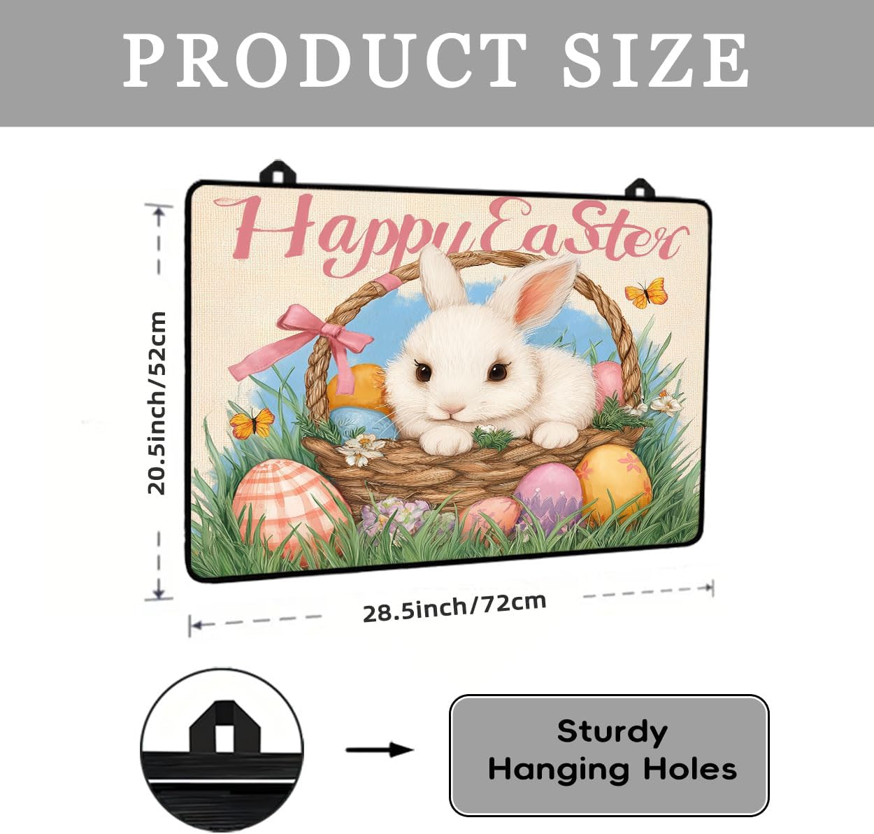 Easter Bunny Glass Stove Top Cover Protector,Happy Easter Eggs Electric Stove Top Cover Glass Top Stove Cover Protector,Stove Top Cover,Rabbit in Flower Basket Kitchen Decor Accessories