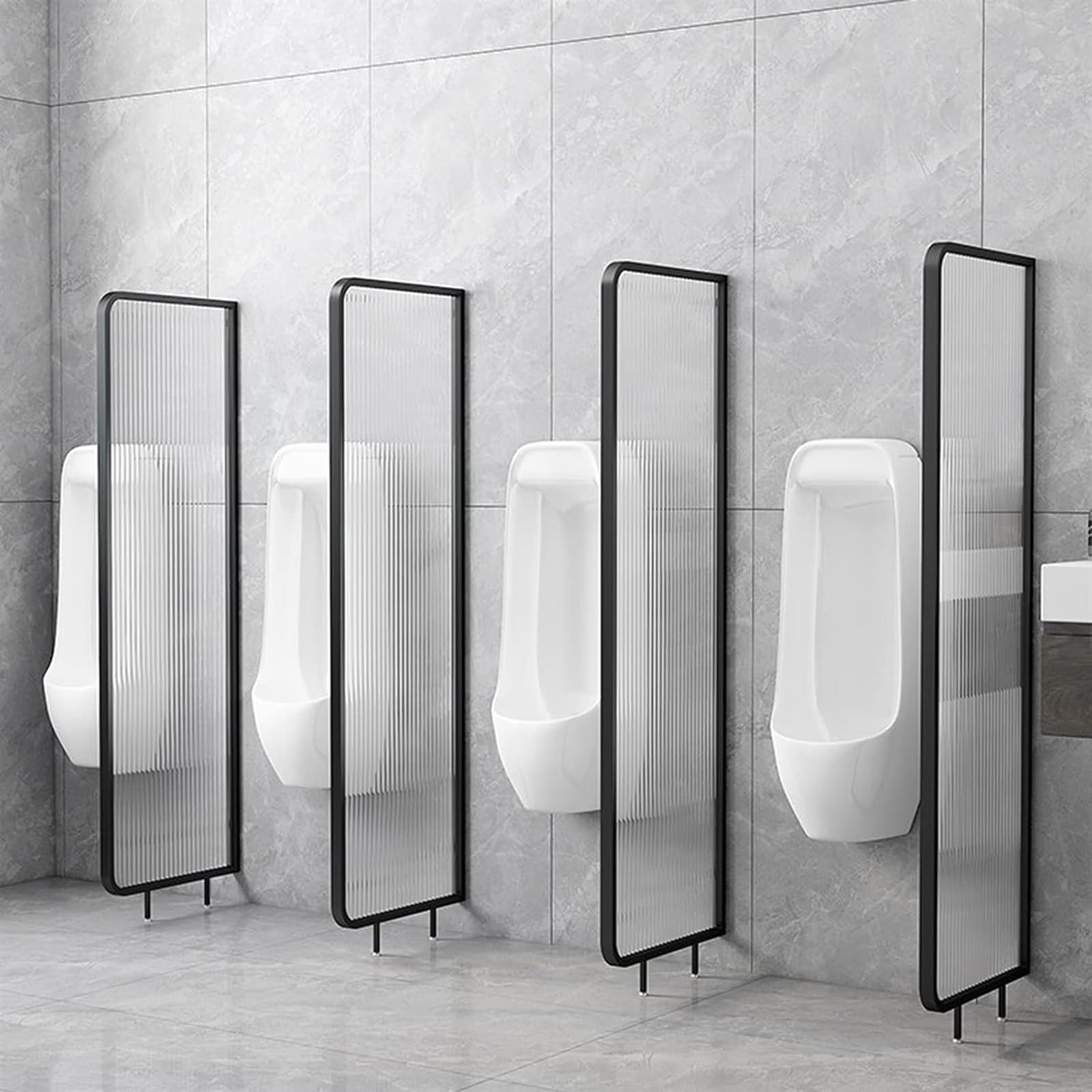 Mampara de privacidad para urinario, paneles de vidrio translúcido para separación sanitaria, barrera divisoria de pared, mampara urinaria*2 (140 cm de alto x 45 cm de ancho)