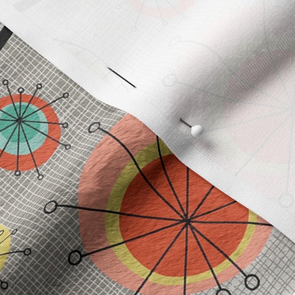 Spoonflower Fabric - 50'S Retro Cats Grey Vintage Feline Kitsch Black Cat Printed on Minky Fabric by The Yard - Sewing Baby Blankets Quilt Backing Plush