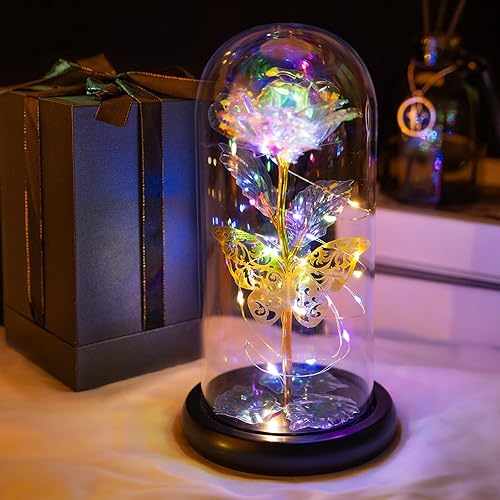 Miniatura 1 de BAIMINGGE Regalo de rosa para mujer, ideal para el día de la madre, cumpleaños, San Valentín, para ella y mamá con rosa iluminada para siempre y