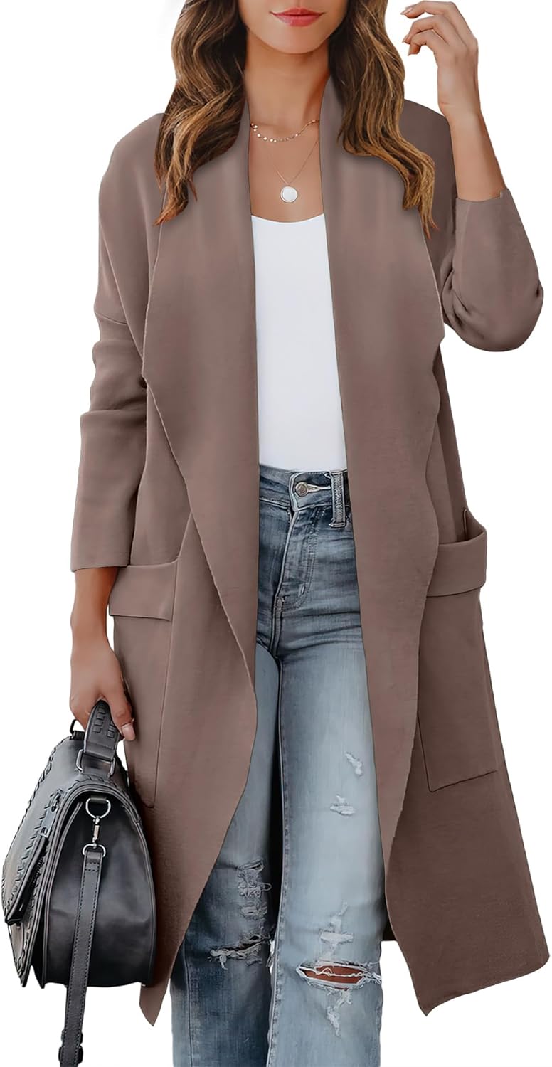 ANRABESS Women's Long Cardigan Sweater 2025 Fall Fashion Casual Oversized Knit Open Front Coatigan Jacket Coat Outfits