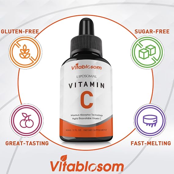 Vitablosom Liposomal Vitamin C 2000mg Liquid for Adults, High Absorption VIT C, Maximize Vitamin C, Immune System & Antioxidant Support, 60ML (1 Bottle)