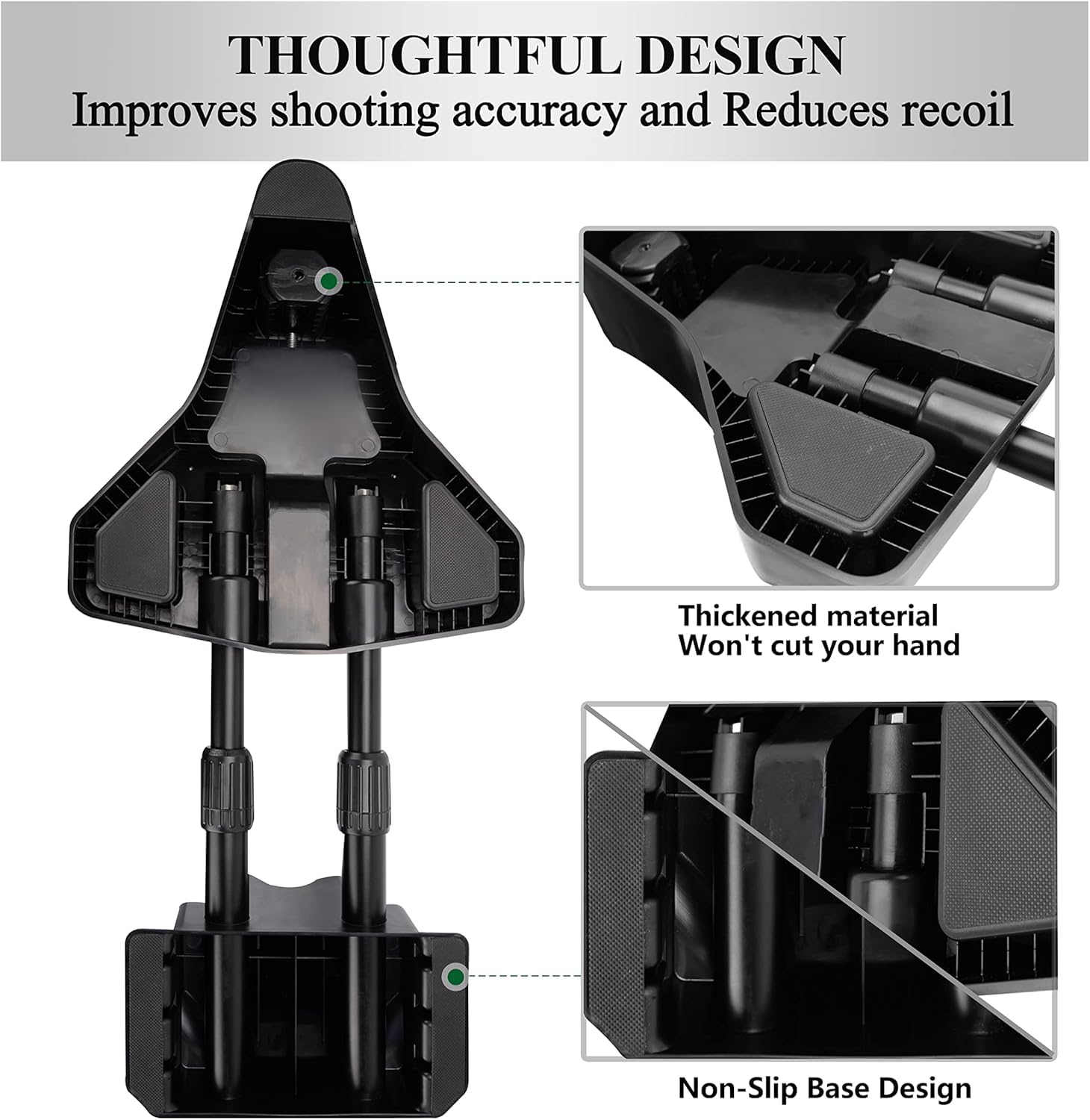 BOOSTEADY Supporto da Tiro per Fucili, Supporto da Tiro Anteriore e Posteriore Regolabile, Struttura Antiscivolo e Resistente, per la Mira di Fucili e Tiro All'aperto