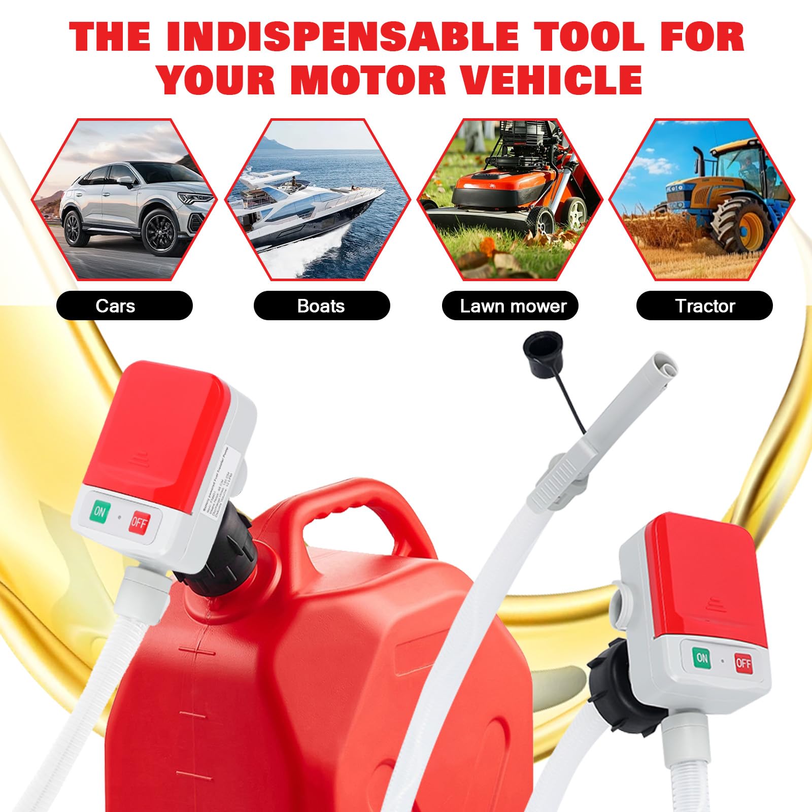 Pompe Transfert de Carburant 3,2GPM avec Capteur D'arrêt Automatique, Pompe Diesel, Pompe à Essence Électrique, Automatique Transfert Liquide pour Huile, Eau