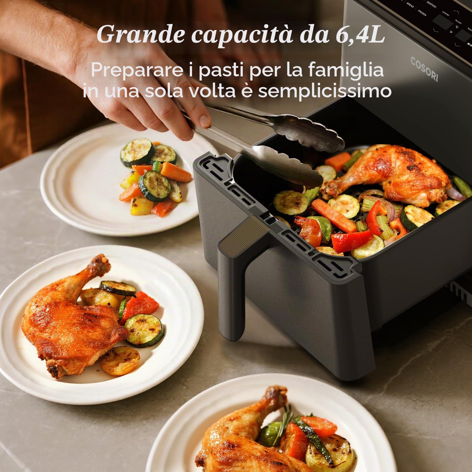 COSORI Dual Blaze Airfryer – Smart friggitrice ad aria calda con Wi-Fi, 6,4 l, XXL Air Fryer – 11 in 1: cuocere, grigliare, pane, pollo – 80+ ricette – lavabile in lavastoviglie