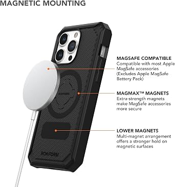 Rokform - iPhone 15 Pro Max Rugged Case + Magnetic Windshield Suction Phone Mount
