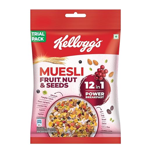 Kellogg's Muesli Fruit Nut & Seeds 75g | 12-in-1 Power Breakfast | India's No. 1 Muesli | Multigrain Breakfast Cereal