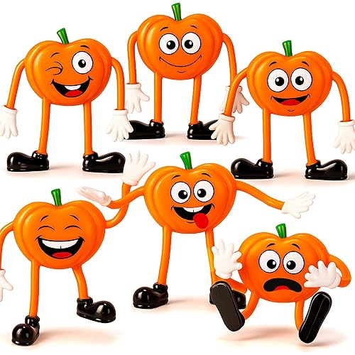ArtCreativity Halloween Pumpkin Bendable Toys - 12 Pack - 3.75