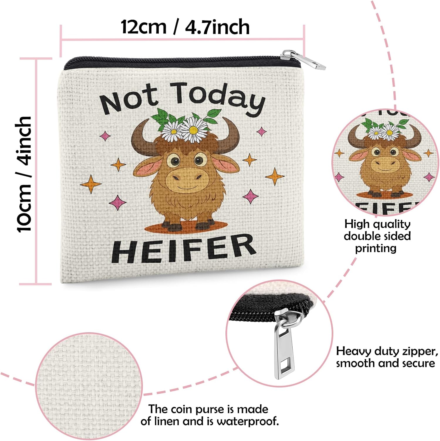 Highland Cow Lover Gifts Coin Purse for Women Highland Cow Themed Gift Daughter Friend Christmas Birthday Gifts Coin Pouch Animal Lover Gift Teen Coworker Students Christmas Birthday Present