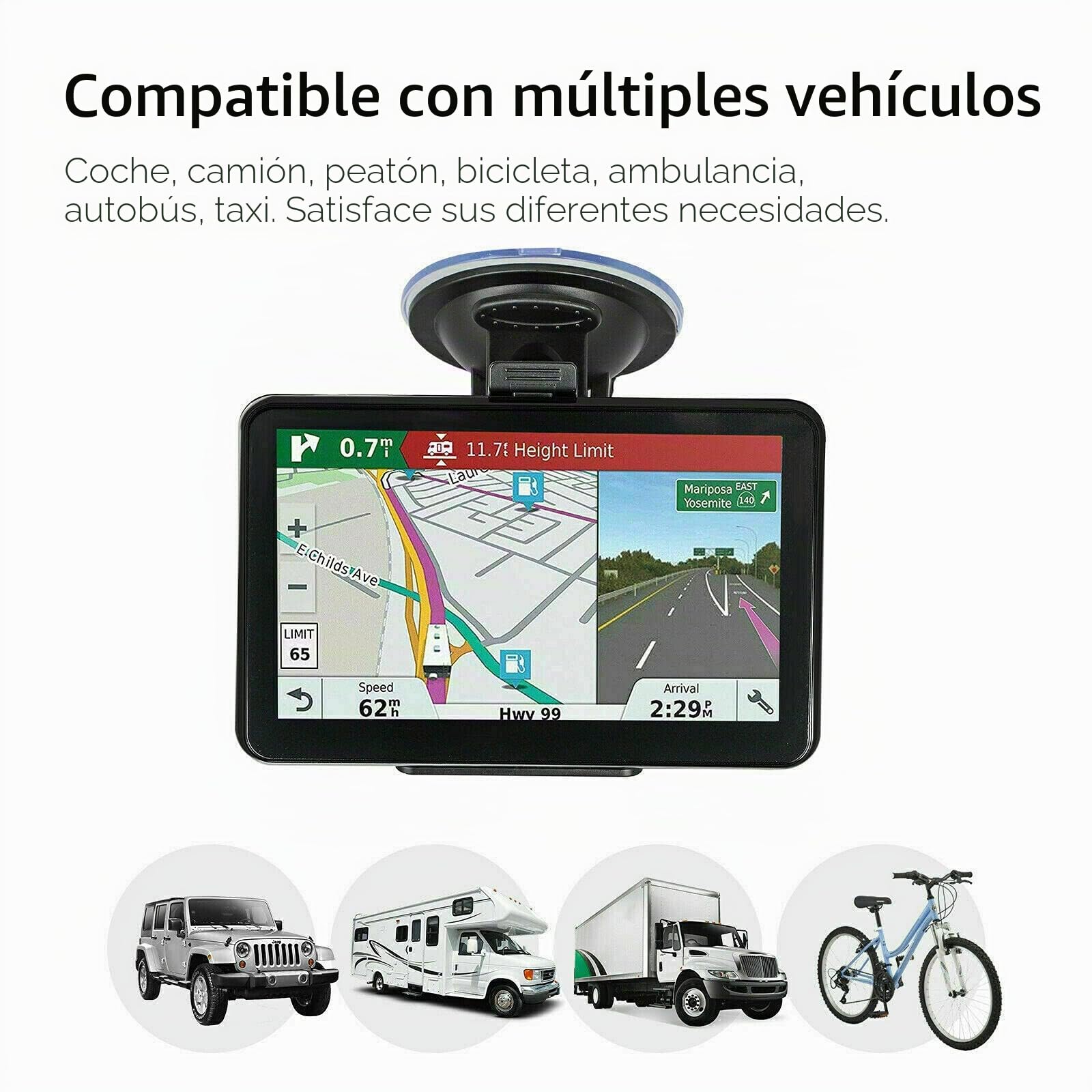 Riloer Navegador GPS portátil para coche, 7 pulgadas para camión, coche, pantalla táctil capacitiva, mapa de alta definición, FM, consola de coche 3D