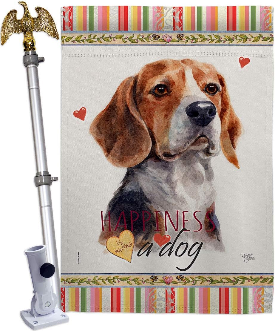 Beagle Hound Happiness House Flag Animals Dog Puppy Spoiled Paw Canine Fur Pet Nature Farm Animal Creature Small Decorative Gift Yard Banner Made In USA 28 X 40