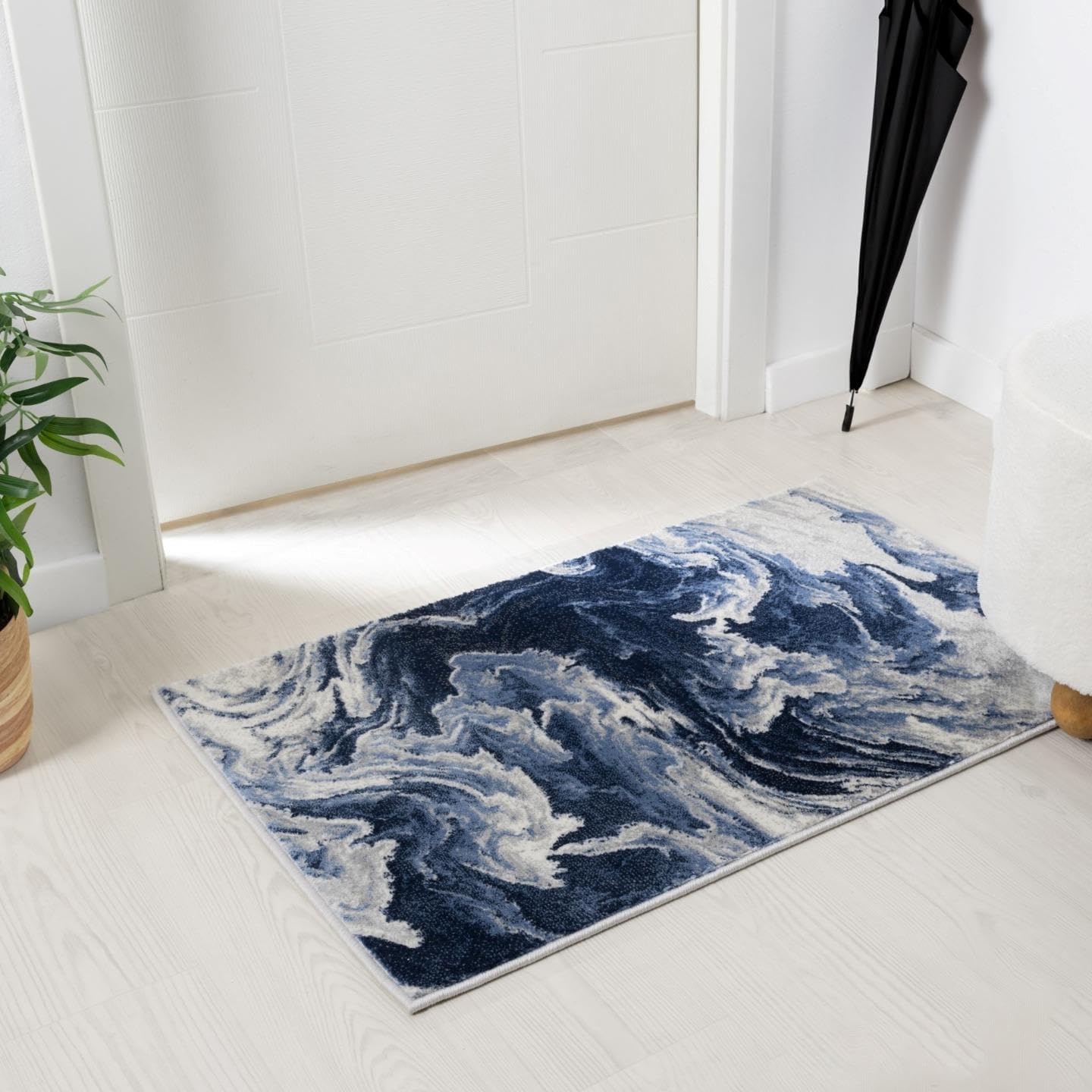LUXE WEAVERS Marble Abstract Clouds Area Rug,Blue,2'X3'