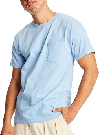 Hanes Beefy, Heavyweight Cotton Pocket Tee for Men, Full-Cut T-Shirt, 1 Or 2 Pack