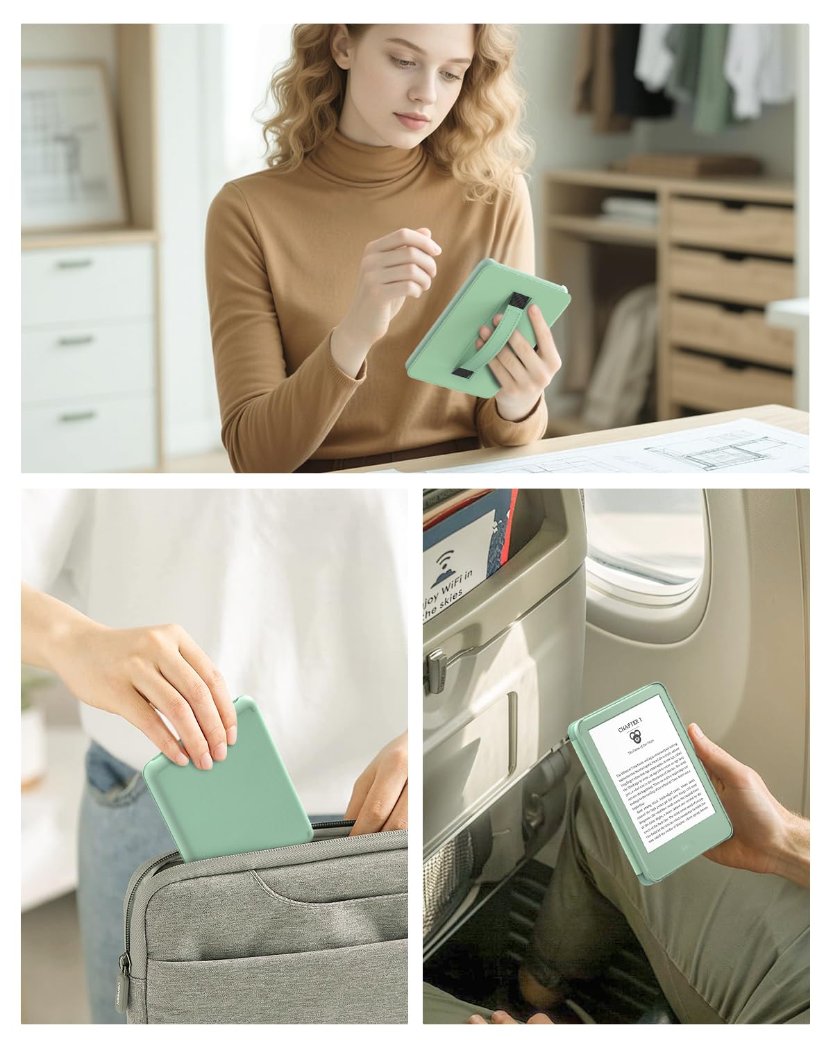 MoKo Case for 6" All-New Kindle (11th Generation-2024/2022 Release), Lightweight Shell Cover with Hand Strap Auto Wake/Sleep for Kindle 11th Generation 2024 e-Reader, Agave Green