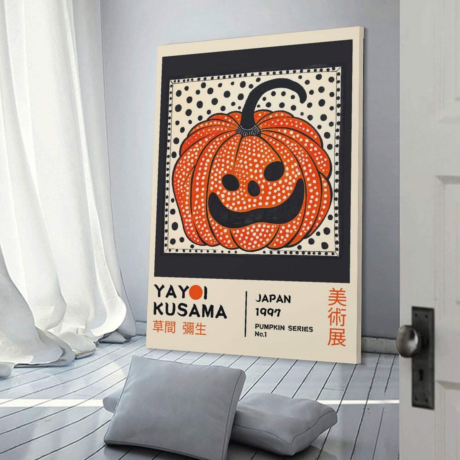 Junmoney Wall Art Print Yayoi Kusama Pumpkin Exhibition Poster, 12x18inch(30x45cm), for Picture Wall Styling in Lounge Or Bedroom, Wall Decor Suited to Curated Displays