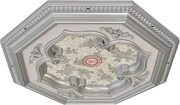 Four-Leaf Clover Octagon Chandelier Ceiling Medallion and Fan Medallion, 24 Inches, Silver