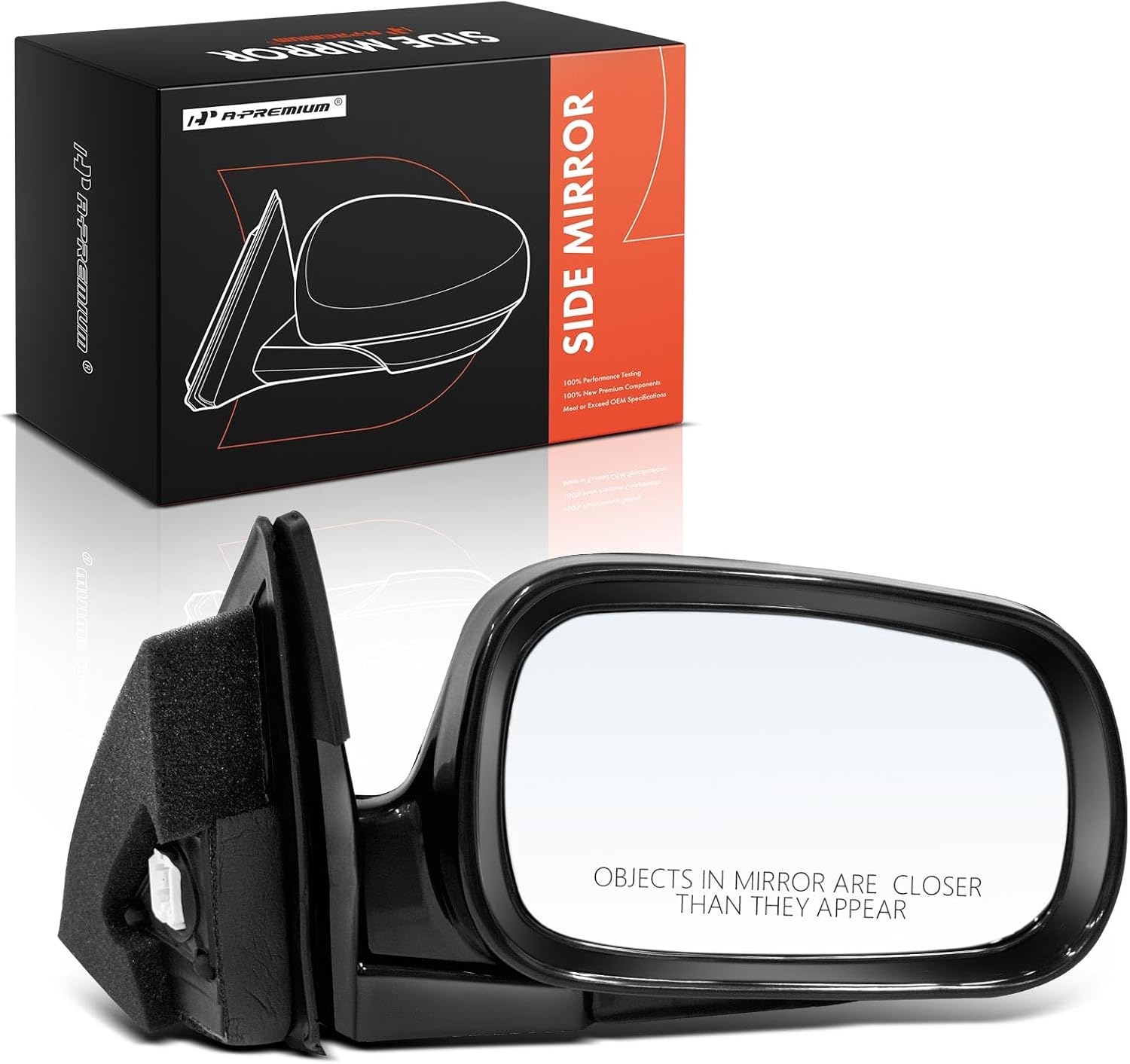 A-Premium Passenger Side Power Door Mirror - Compatible with Honda Accord 1994 1995 1996 1997 - Non-Heated, Manual Folding, Black Outside Rear View Mirror - Replace# 76200SV5A05ZD
