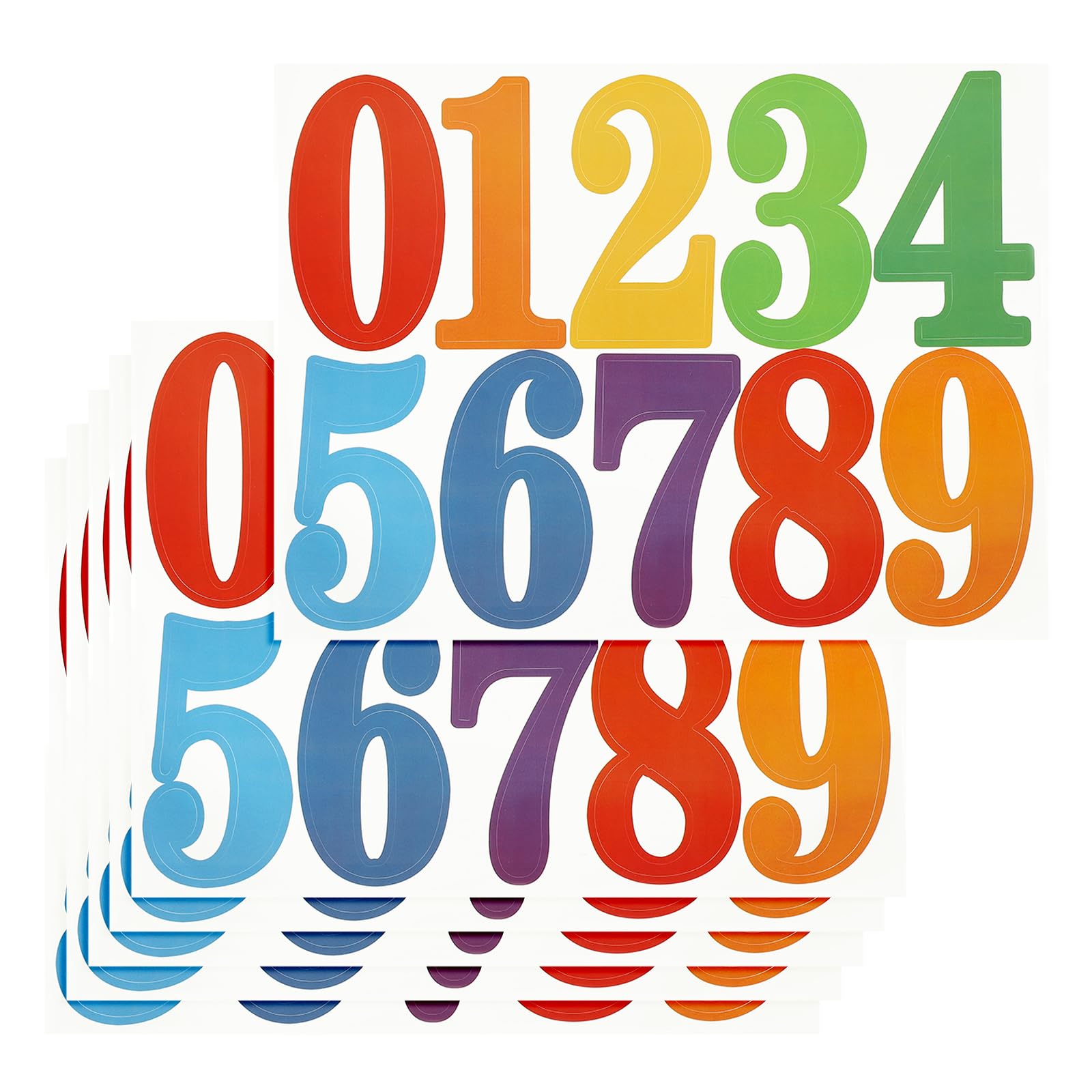 PATIKIL 60 Pcs 6 Sheets Mailbox Numbers, 4 Inch Waterproof Vinyl Multicolor Mailbox Numbers for Outside Self Adhesive Stickers for Address House