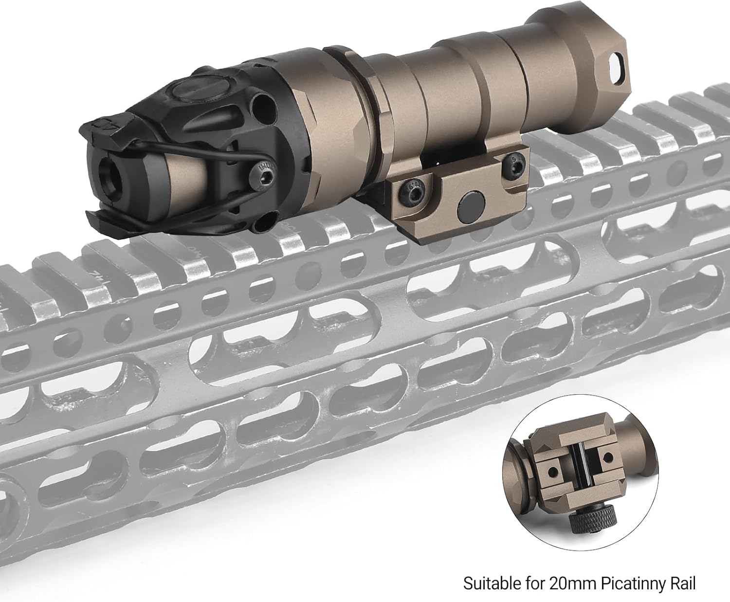 Tactical IR Flashlight with Momentary/Constant Mode, Black Picatinny IR Flashlight for Tactical Fast Helmet, Suitable for 20mm Picatinny Rail (DE)