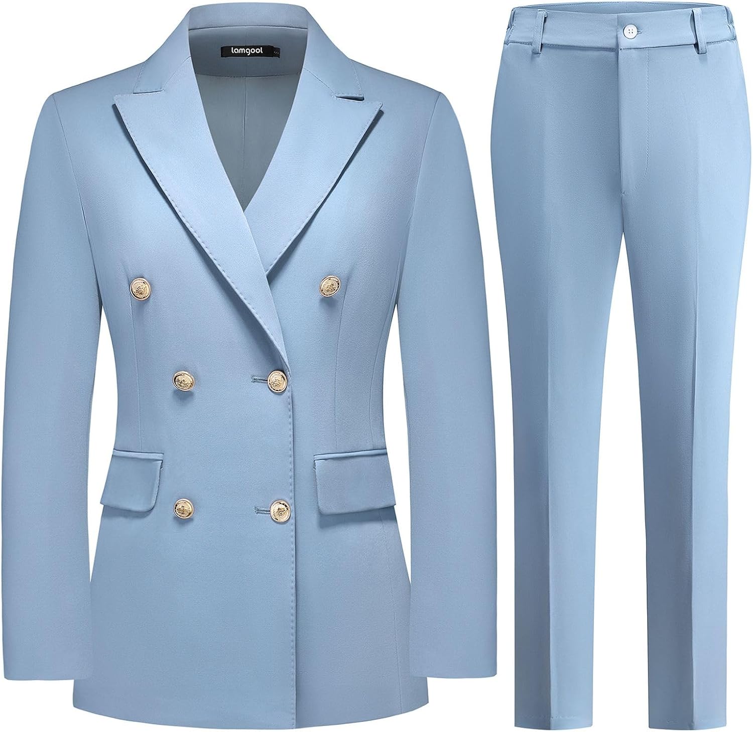 Women Pants Suit Double Breasted Blazer 2 Piece Set
