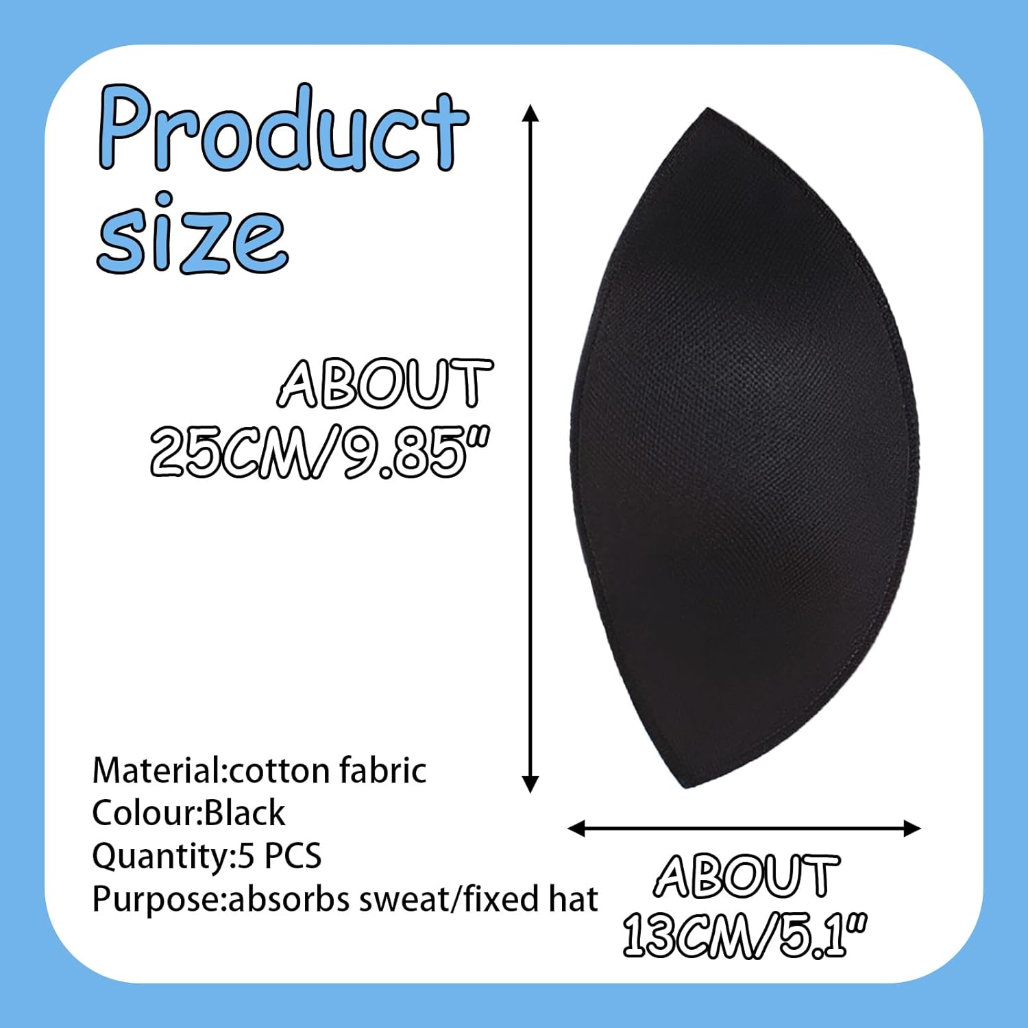 5 PCS Hat Shaper Insert, Absorbent Sweat Pads for Hats, Baseball Caps Liners Sweat Protection, Inserts Shapers
