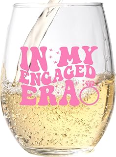 In My Engaged Era Wine Glass - 15 Oz, Scratch-Resistant Engagement Wine Glass - Bachelorette or Engagement Gifts for Her - Unique Bridal Shower Gift for Wine Lovers - Printed in the USA