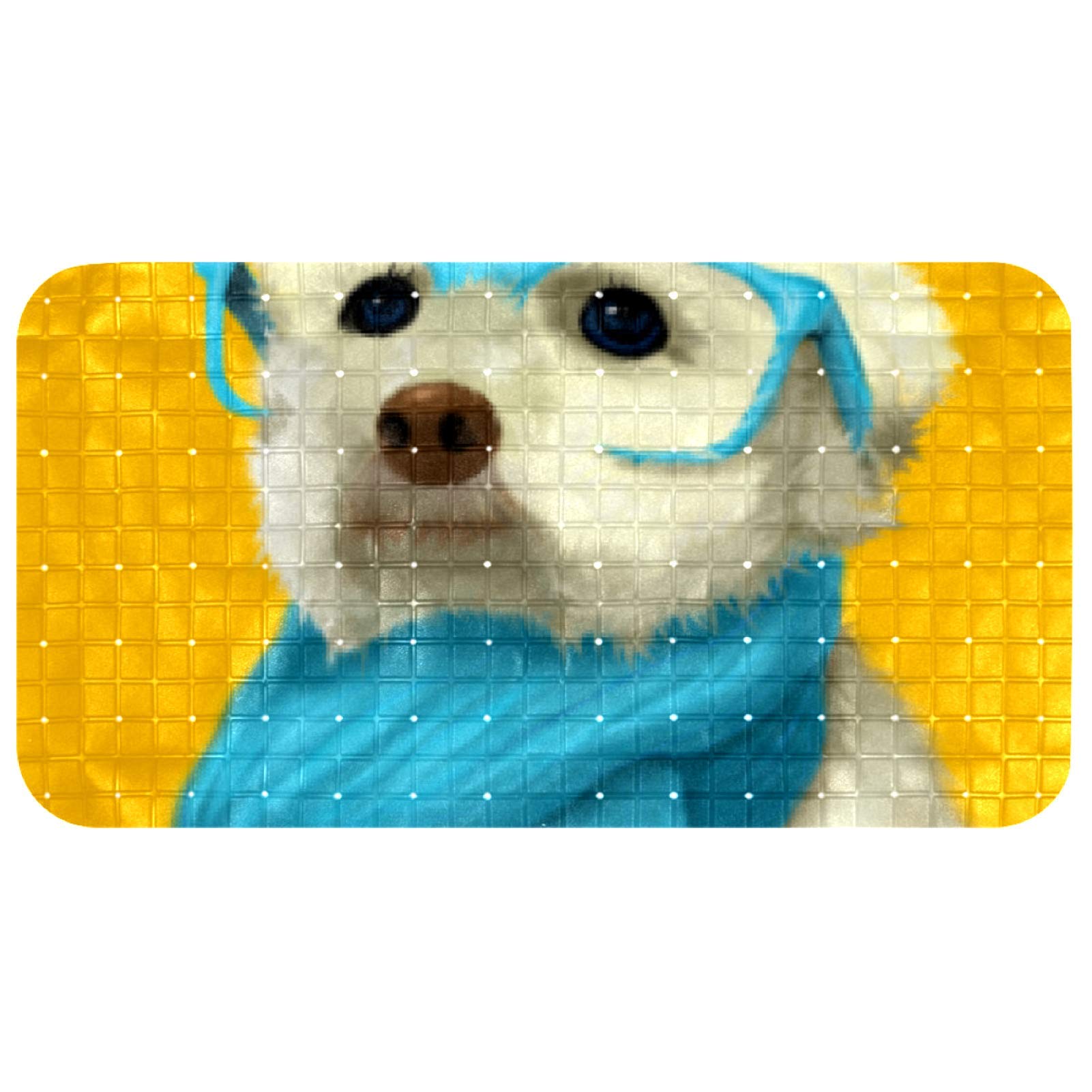 Tapis de douche antidérapant bleu 35x67cm tapis de baignoire ventouses rayures