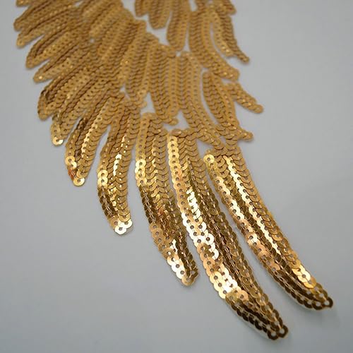 Miniatura 4 de 1 par de parches de lentejuelas de alas de ángel doradas y plateadas para ropa, parches bordados para planchar, apliques de accesorios de Navidad