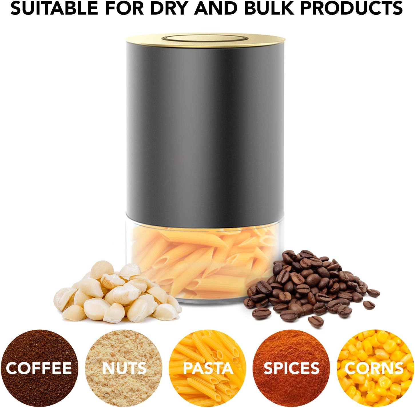 Glass Storage Coffee Container by Kaffe - BPA Free Stainless Steel Canister with Airtight Lid (8oz)