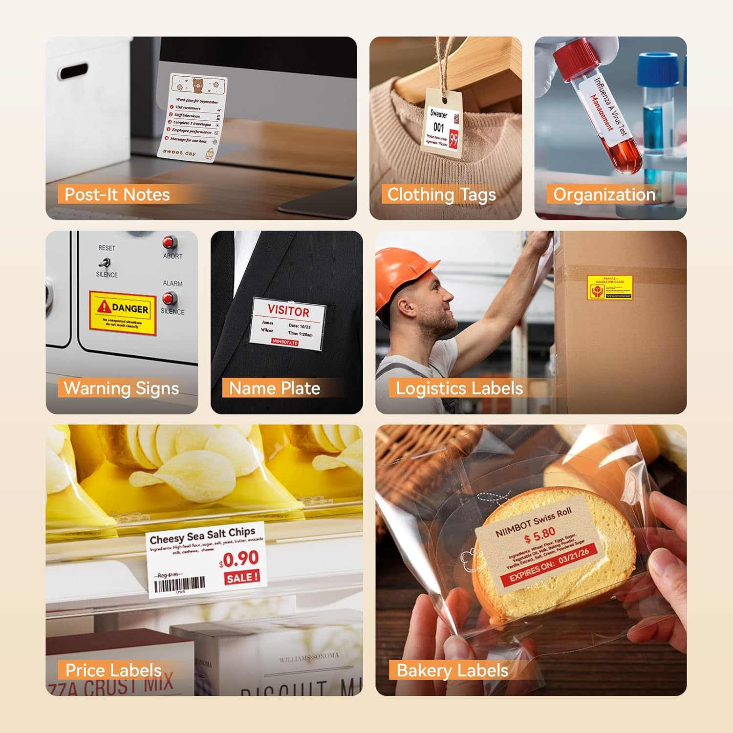 NIIMBOT Red&Black Labels, Refill Sticker Papers Only for B21 Pro 300DPI Label Maker, Dual Color Printing Stickers Good Idea for Schools,Business,Price Tags,Baking(2''x3.15''/50x80mm-Kraft Paper) - Image 8