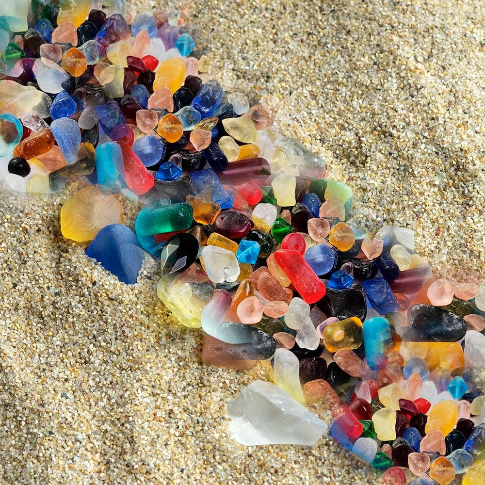 HappyFiller 5 LB Tumbled Glass Bead Stones,Matted Colorful Artificial Sea Glass Pebbles,Vase Fillers,Garden Landscape,Fountain Rocks,Aquarium Fish Tank Pea Gravel,Beach Theme,Resin Art