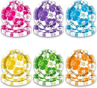 60Pcs Hibiscus Party Plate Tropical Hawaiian Theme Tableware Summer Luau Beach Party Decorations Dessert Plate