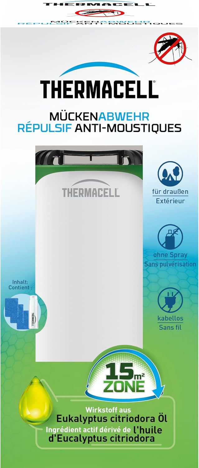 Thermacell Protect Mosquito Repellent Innovative and Decorative Mosquito Repellent Stand Device in Modern Design for Garden Patio and Camping White/Green Pack of 1