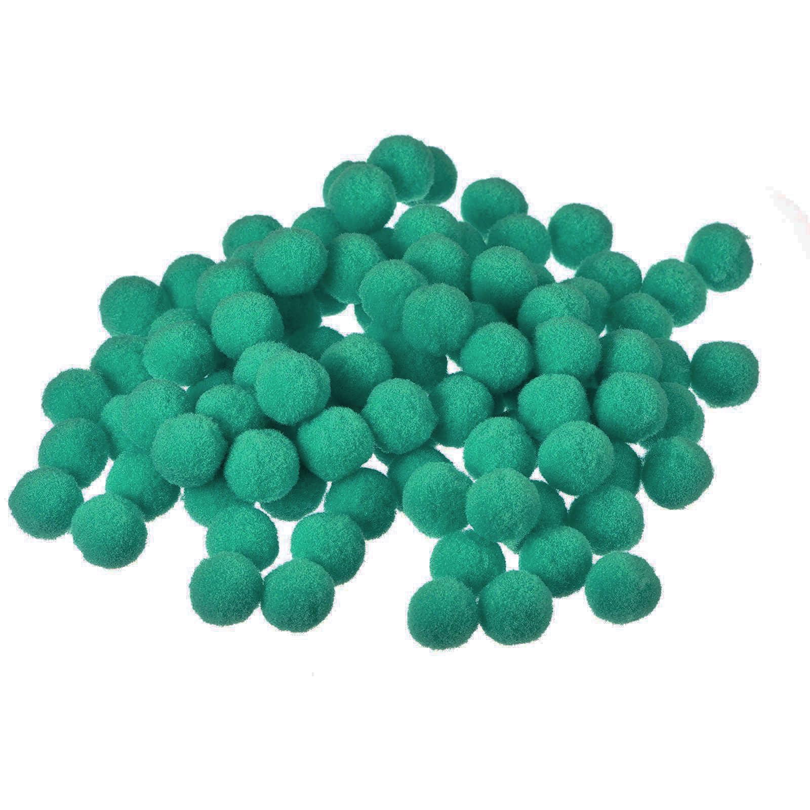 Kravonix 100Pcs Pom Felt Balls, 1.5cm Dark Green Fabric Pom Poms for Crafts, Festive and DIY Decor