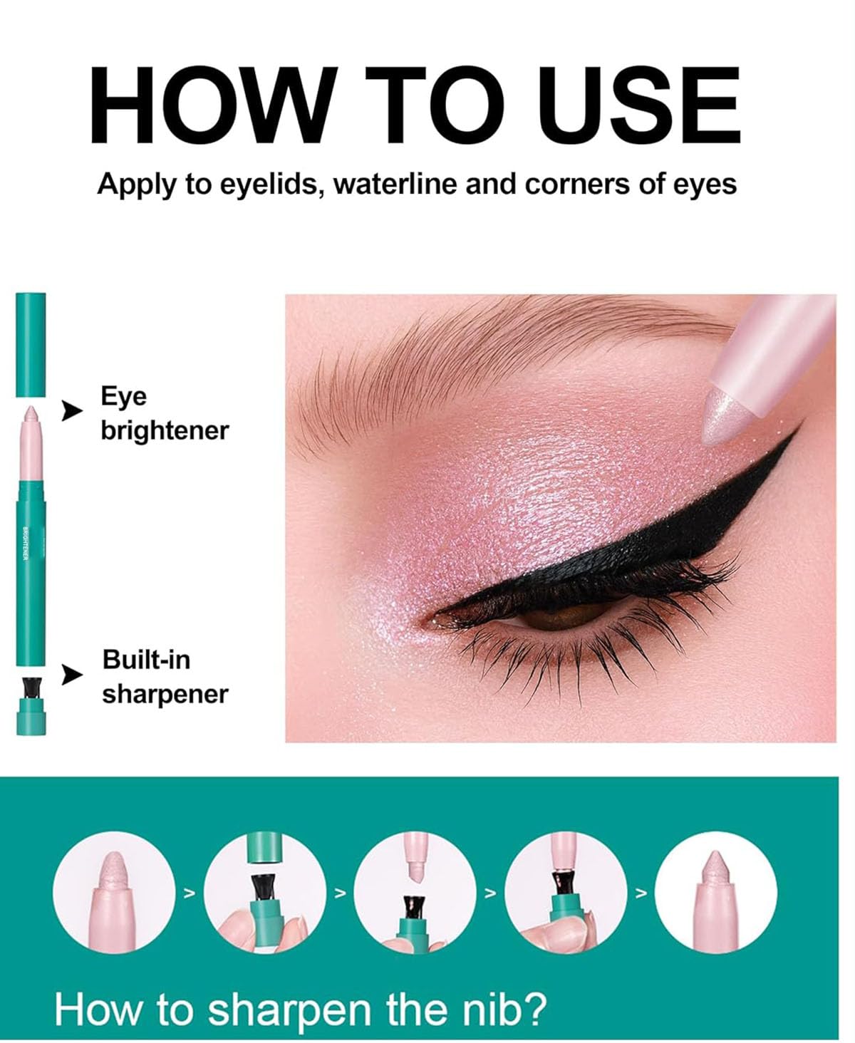 Eyeshadow Stick, Eye shadow Brightener Stick Glitter Highlighter Makeup Eye Liner, Shimmer Creamy Long Lasting Eye Makeup(4Pcs