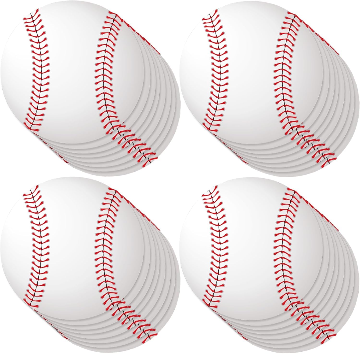 60Pcs 6In Paper Baseball Party Cutouts with 120Pcs Glue Points for Wall Bulletin Board Decorations or Baseball Sport Theme Party or Classroom Decor Supplies
