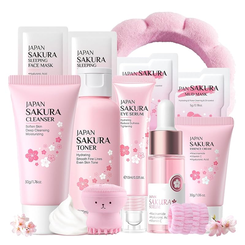 Kit de cuidados da pele EONFAVE Sakura com 12 peças