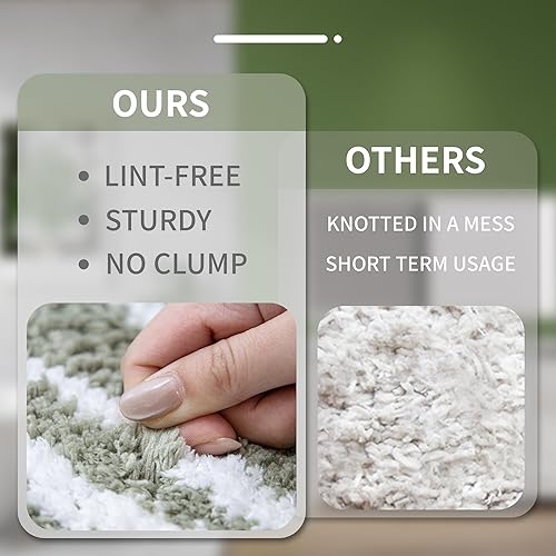 Miniatura 6 de Tititex Alfombra de baño de lujo de línea curva blanca verde salvia, 16 x 24 pulgadas, alfombra de baño de microfibra extra suave y absorbente,