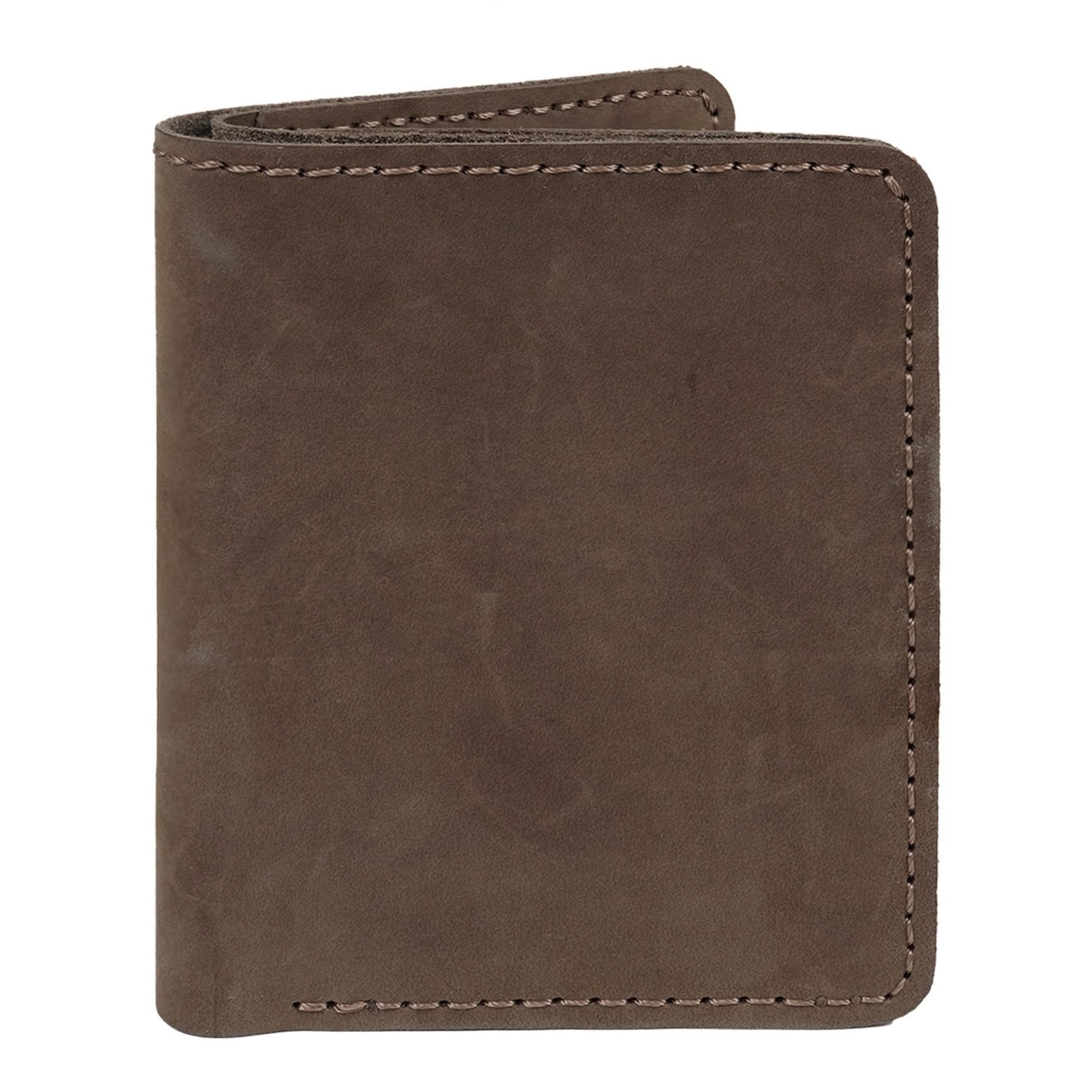 HATA Cowhide Leather Wallet For Men Vertical Wallet Passcase Extra Capacity Easy Access Ladder Card Slots Luxury Handmade Premium Large Capacity Gift For Men (Vertical-Brown-Cowhide)